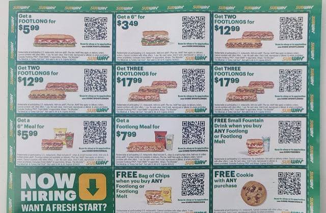 (Subway Canada)웹사이트 주문 시 즉시 사용할 수 있는 현재 가장 파격적인 9월 할인 프로모션 코드